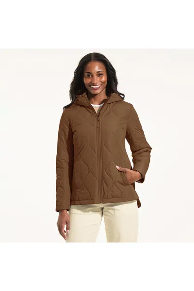Lands' End Tall Featherfree Onion Quilted Insulated Jacket In Brown
