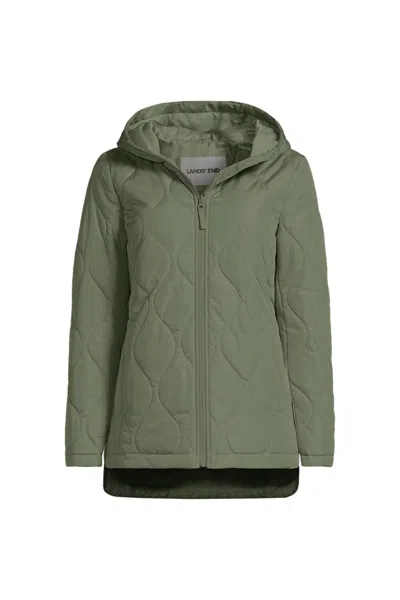 Lands' End Tall Featherfree Onion Quilted Insulated Jacket In Green