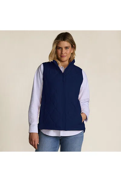 Lands' End Tall Featherfree Quilted Insulated Vest In Blue