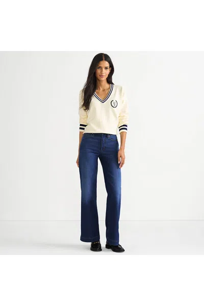 Lands' End Tall High Rise Wide Leg Denim Jeans In Blue