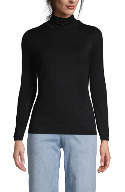Lands' End Lightweight Jersey Skimming Long Sleeve Turtleneck In Black