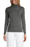 Lands' End Lightweight Jersey Skimming Long Sleeve Turtleneck In Charcoal Heather