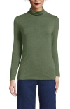 Lands' End Lightweight Jersey Skimming Long Sleeve Turtleneck In Estate Green Heather