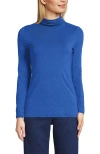 Lands' End Lightweight Jersey Skimming Long Sleeve Turtleneck In True Cobalt Blue Heather