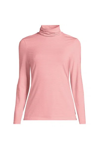 Lands' End Tall Lightweight Jersey Long Sleeve Turtleneck In Pink