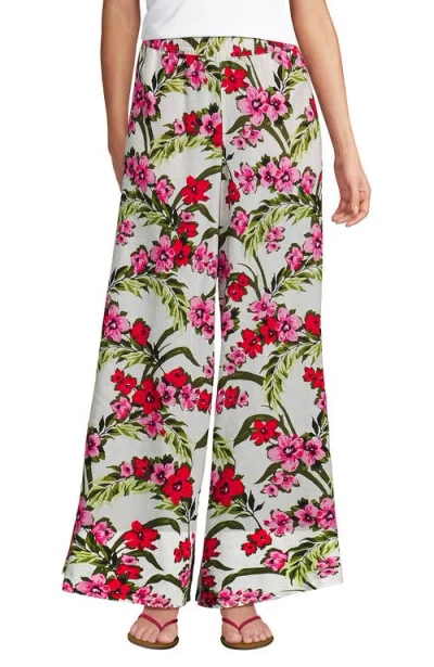 Lands' End Tall Linen High Rise Palazzo Pants In Multi