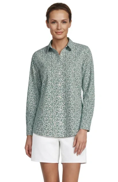 Lands' End Tall No Iron Button Front Shirt In Fresh Clover Pressed Flower