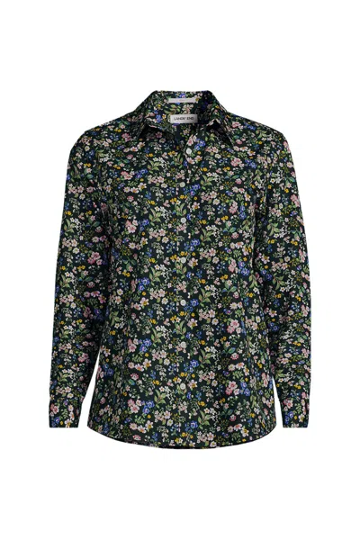 Lands' End Tall No Iron Button Front Shirt In Green