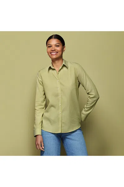 Lands' End Tall No Iron Button Front Shirt In Green