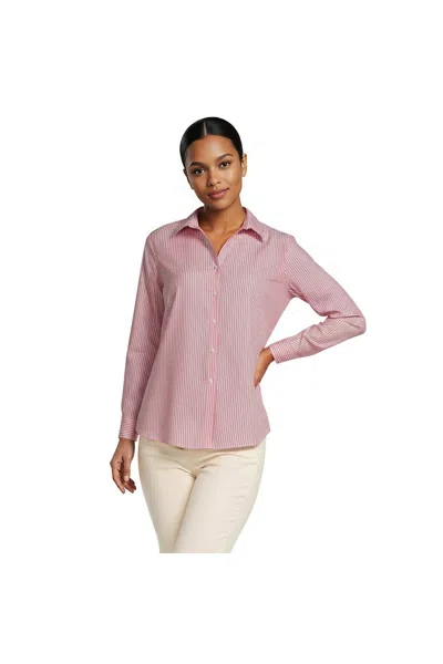 Lands' End Tall No Iron Button Front Shirt In Red
