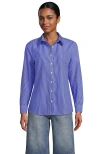 Lands' End Tall No Iron Button Front Shirt In Sapphire Gem Thin Stripes