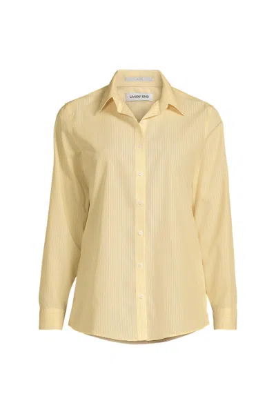 Lands' End Tall No Iron Button Front Shirt In Yellow