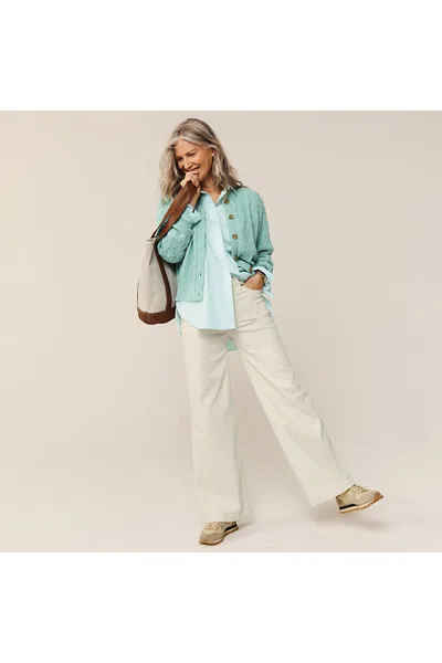 Lands' End Tall Recycled High Rise Wide Leg Denim Jeans In Ivory
