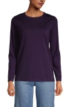Lands' End Relaxed Supima Cotton Long Sleeve Crew Neck T-shirt In Blackberry