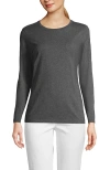 Lands' End Relaxed Supima Cotton Long Sleeve Crew Neck T-shirt In Charcoal Heather