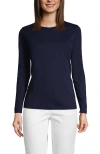 Lands' End Relaxed Supima Cotton Long Sleeve Crew Neck T-shirt In Radiant Navy
