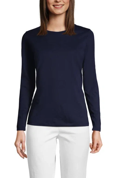 Lands' End Relaxed Supima Cotton Long Sleeve Crew Neck T-shirt In Radiant Navy