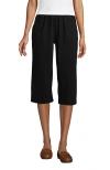 Lands' End Tall Sport Knit High Rise Elastic Waist Capri Pants In Black