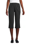 Lands' End Tall Sport Knit High Rise Elastic Waist Capri Pants In Dark Charcoal Heather