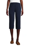 Lands' End Tall Sport Knit High Rise Elastic Waist Capri Pants In Radiant Navy