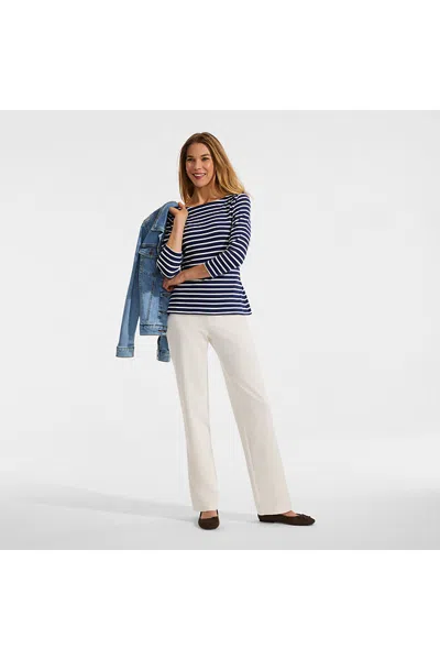 Lands' End Plus Size Starfish Mid Rise Straight Leg Pants In Ivory