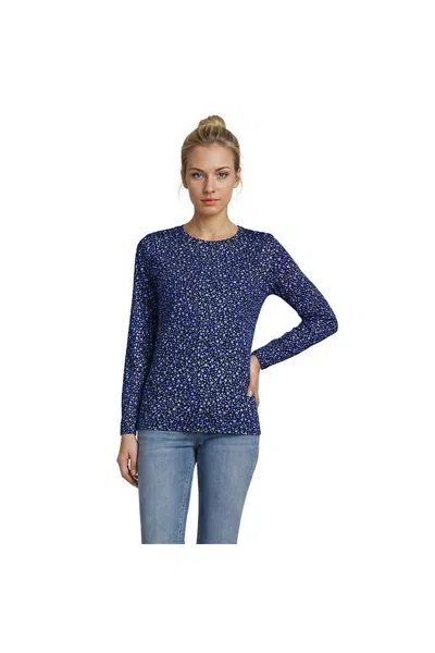Lands' End Tall Supima Cotton Long Sleeve Crewneck T-shirt In Blue
