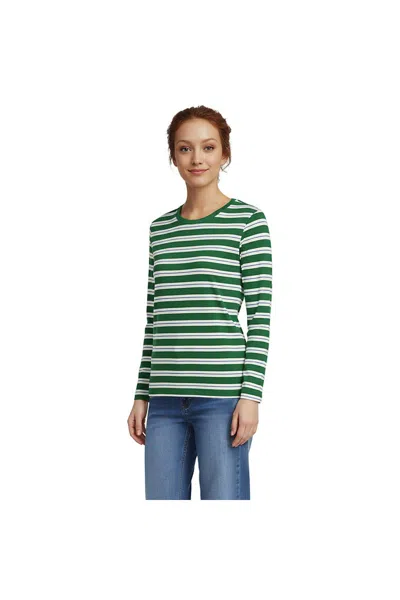 Lands' End Tall Supima Cotton Long Sleeve Crewneck T-shirt In Green