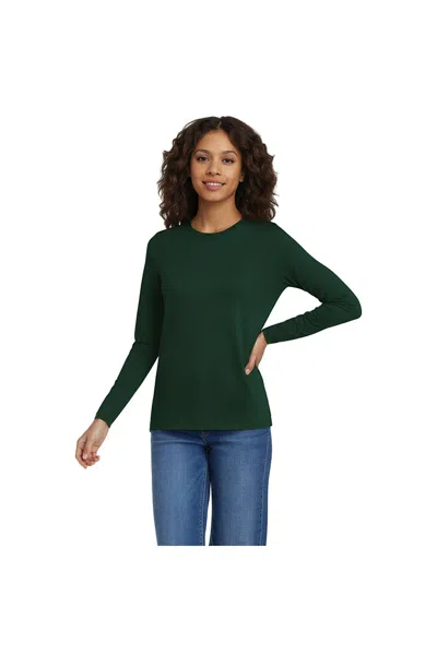 Lands' End Tall Supima Cotton Long Sleeve Crewneck T-shirt In Green