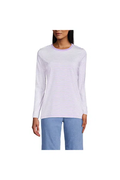 Lands' End Tall Supima Cotton Long Sleeve Crewneck T-shirt In Purple