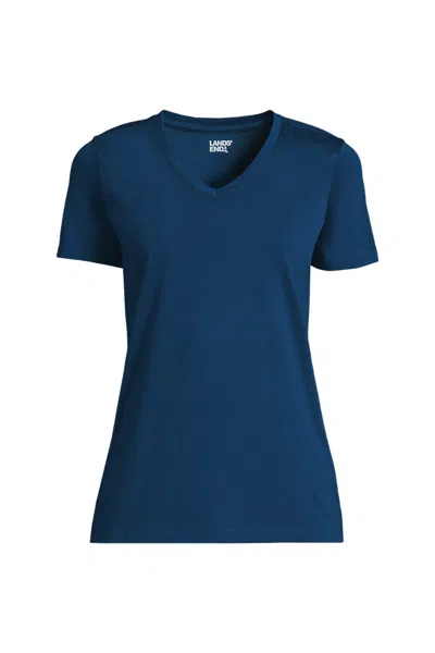 Lands' End Tall Supima Cotton V-neck T-shirt In Blue