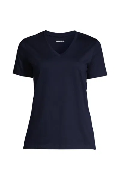 Lands' End Tall Supima Cotton V-neck T-shirt In Blue