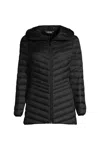 Lands' End Tall Wanderweight Packable Down Long Jacket In Black