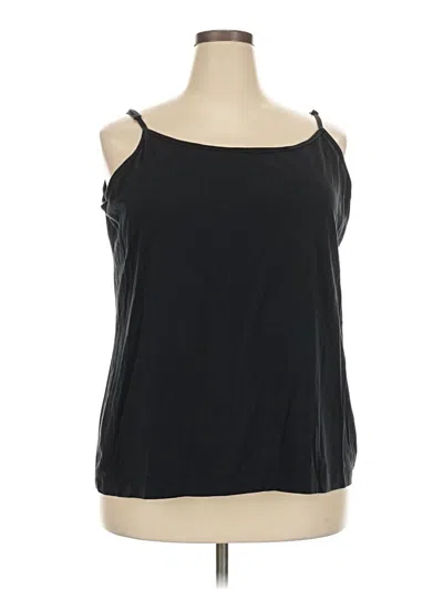 Pre-owned Lands' End Tank Top Black Solid Pattern Boatneck Tops