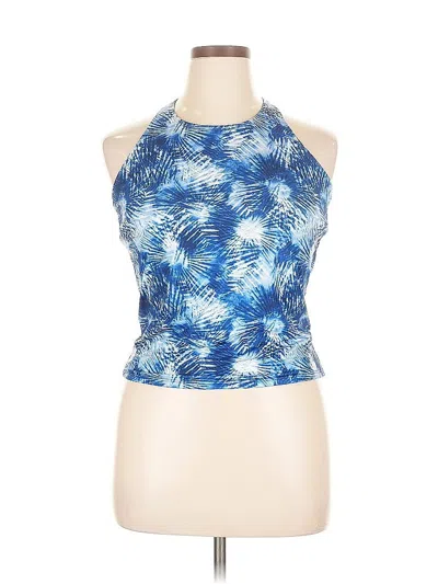 Pre-owned Lands' End Tank Top Blue Halter Neckline Tops