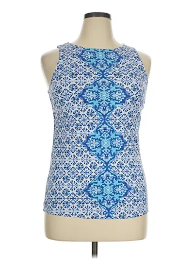 Pre-owned Lands' End Tank Top Blue Halter Neckline Tops
