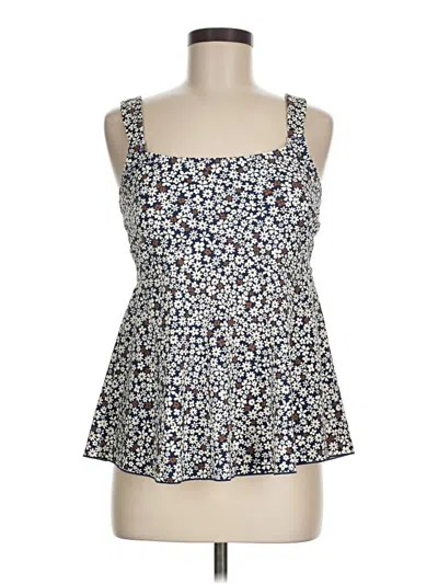 Pre-owned Lands' End Tank Top Blue Square Neckline Tops