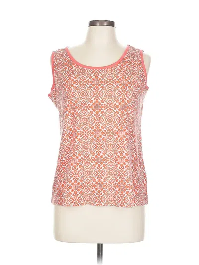 Pre-owned Lands' End Tank Top Orange Print Pattern Scoop Neck Tops