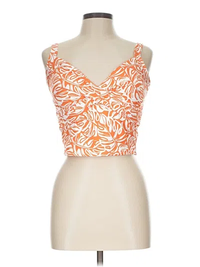 Pre-owned Lands' End Tank Top Orange Strapless Neckline Tops