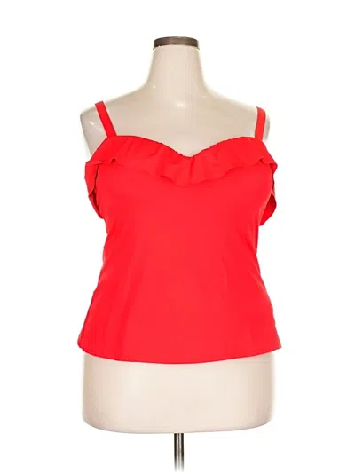Pre-owned Lands' End Tank Top Red Strapless Neckline Tops
