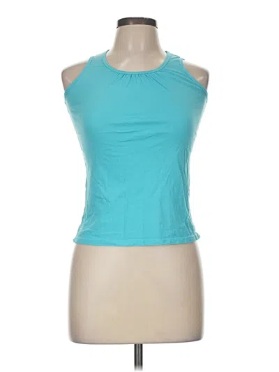 Pre-owned Lands' End Tank Top Teal Halter Neckline Tops In Blue