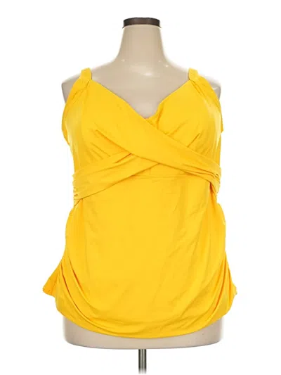 Pre-owned Lands' End Tank Top Yellow Strapless Neckline Tops