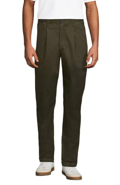 Lands' End Tapered Fit Travel Kit Chino Pants In Forest Moss