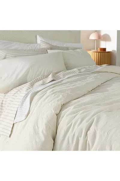 Lands' End Textured Pattern Duvet Bed Cover In White
