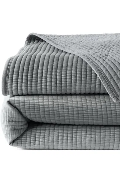 Lands' End Textured Velvet Quilt In Gray