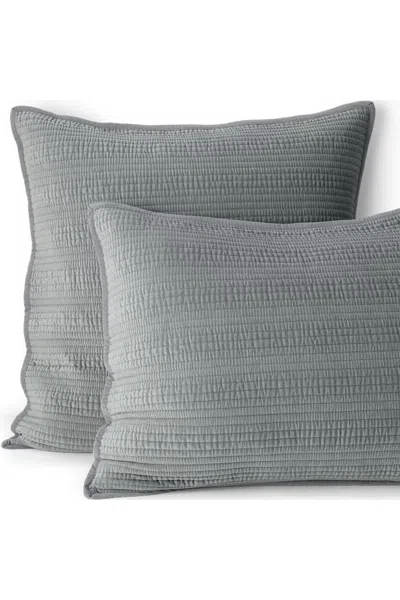 Lands' End Textured Velvet Quilt Sham In Gray