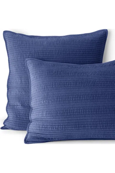 Lands' End Textured Velvet Quilt Sham In Blue