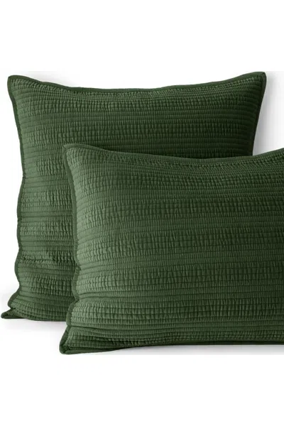 Lands' End Textured Velvet Quilt Sham In Green
