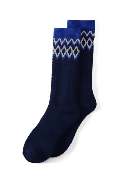 Lands' End Thermaskin Heat Winter Boot Socks In Blue