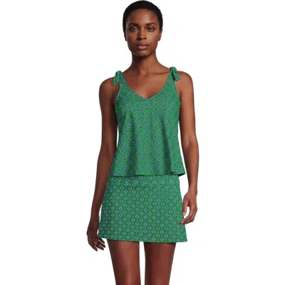 Lands' End Tie Shoulder Flutter Tankini Top In Green