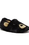 Lands' End Toddlers Cute Furry Animal Slippers In Black